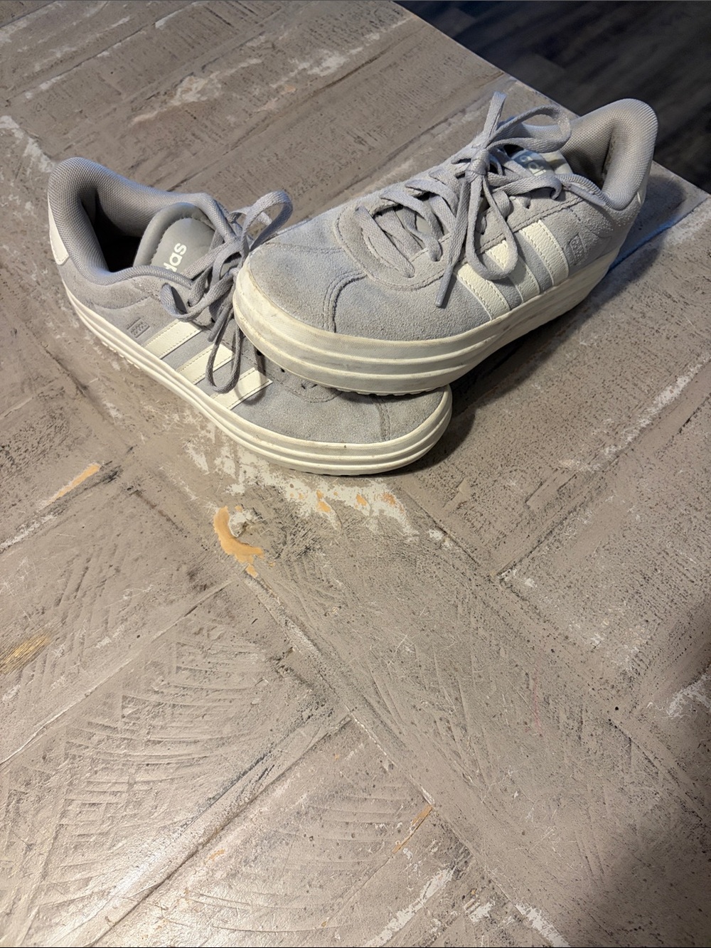 adidas Light Gray Suede Low-Top Sneakers